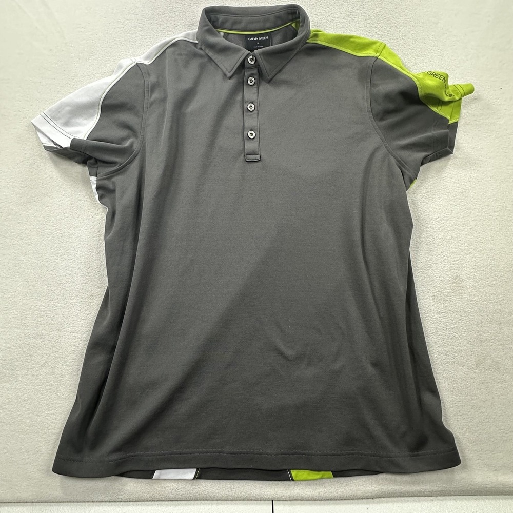Galvin Green Ventil8 Golf Polo Shirt Mens XL Gray Green White Performance Top
